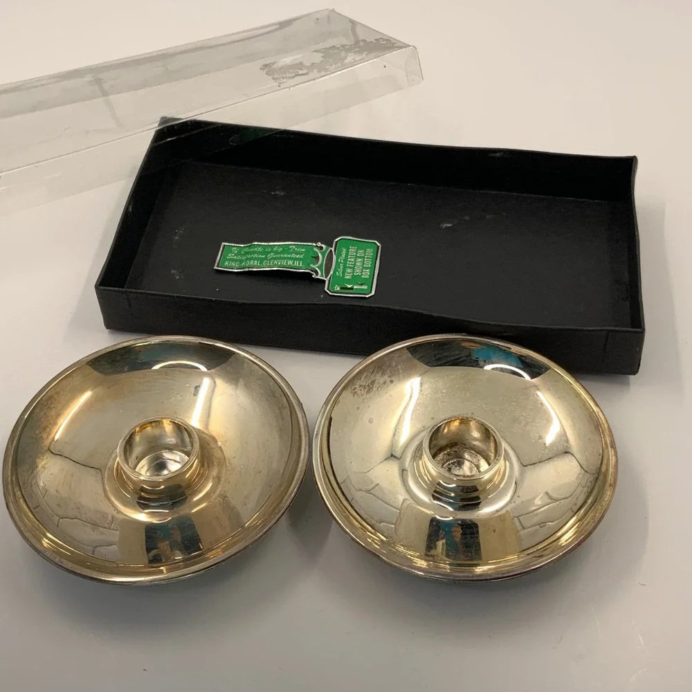 Vintage King Koral Reversible Candle Holder Silver Plated Silver Set of 2
